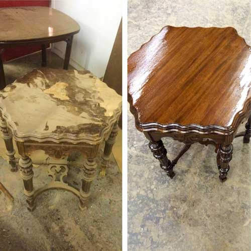 before and after of hexagonal table